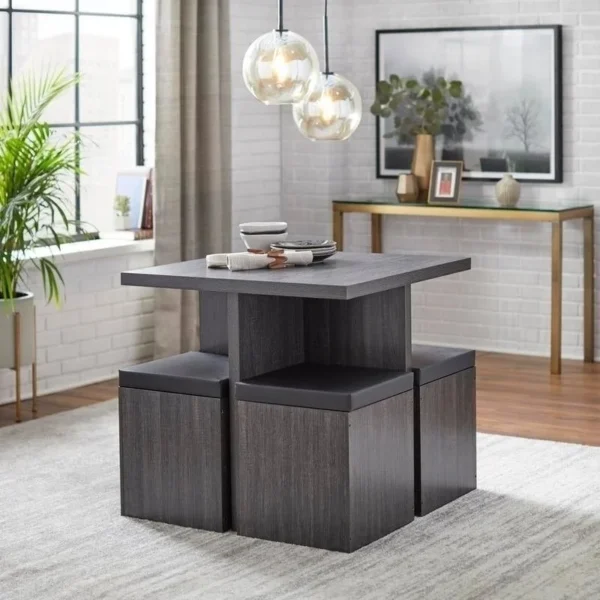 5-piece Table with Storage Ottoman Dining Set